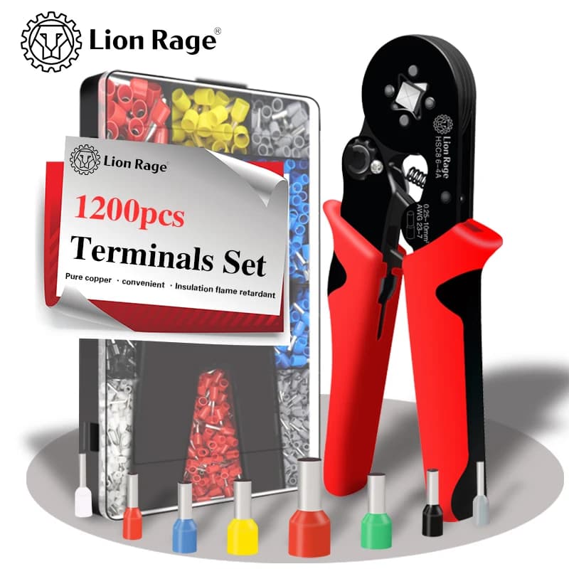 Szczypce zaciskowe HSC8 6-4A – zaciskarka do końcówek rurowych (tulejek), mini zaciskarka do tulejek kablowych, narzędzia elektryczne do domu, zestaw z pudełkiem.